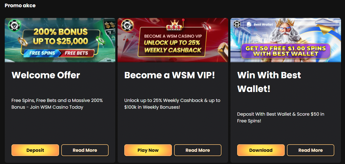 Free spiny ve WSM casinu v rámci balíčku