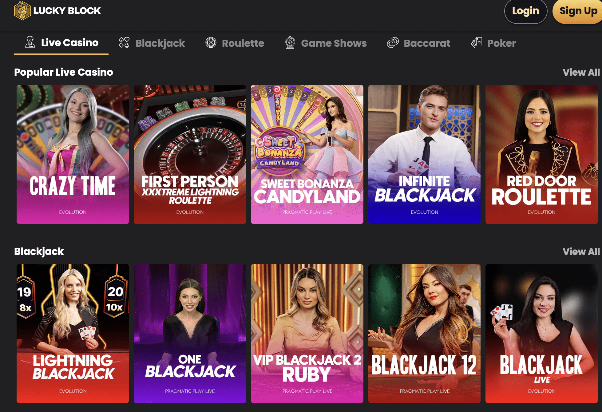 Live casino lucky block